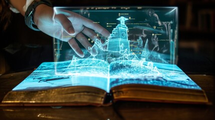 An augmented reality book that when opened, projects historical events in 3D, allowing students to watch and interact with moments from history.