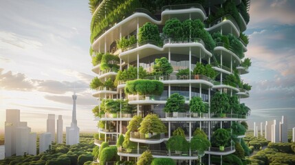 Vertical farming towers utilizing aeroponic systems for efficient nutrient delivery and water conservation, revolutionizing urban agriculture. --ar 16:9 --style raw J
