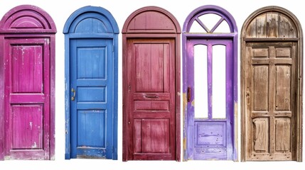 Five Colorful and Weathered Doors, Generative AI