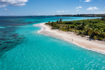 Aerial Woman Shoal Bay Beach Anguilla