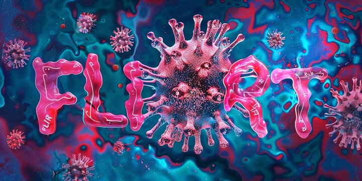 A color background with a variant of the text FLIRT and the virus COVID-19.