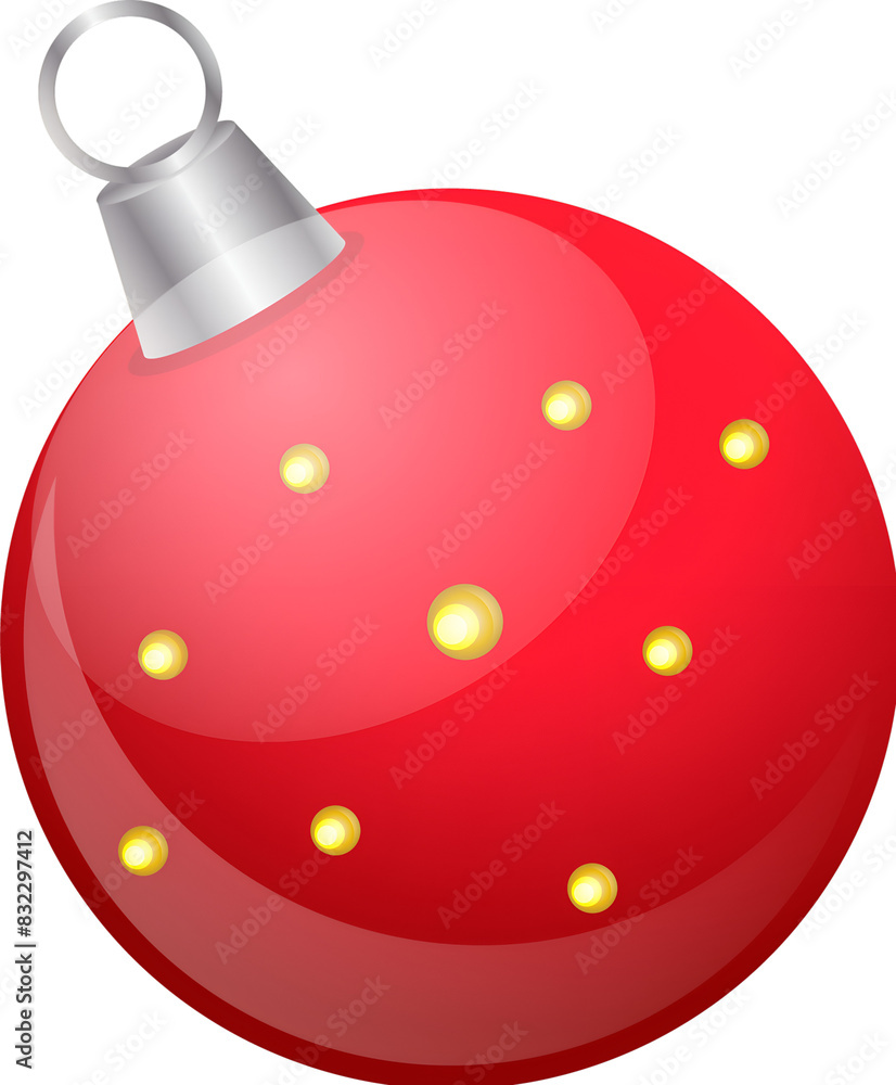 Wall mural christmas ball element in red and golden color.