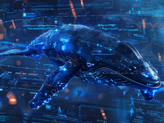 cyber whale in trading futuristic environment, AI Generated