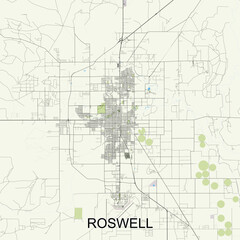 Roswell, New Mexico, United States map poster art