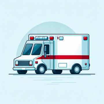 recommend clip art: Isolated vector illustration of an ambulance on a blue background.