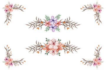 Blooms & Greenery Floral Foliag Ornament Corner Text Separator