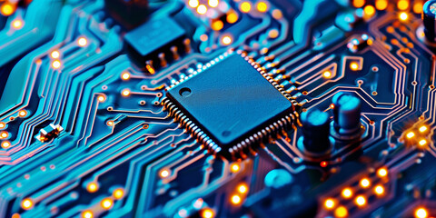 A close up of a computer chip