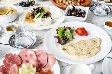 Abundant Table Spread With Various Platters of Food