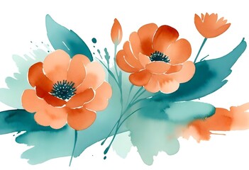 Ink and watercolor flowers