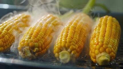 Corn that has been boiled on the tabletop