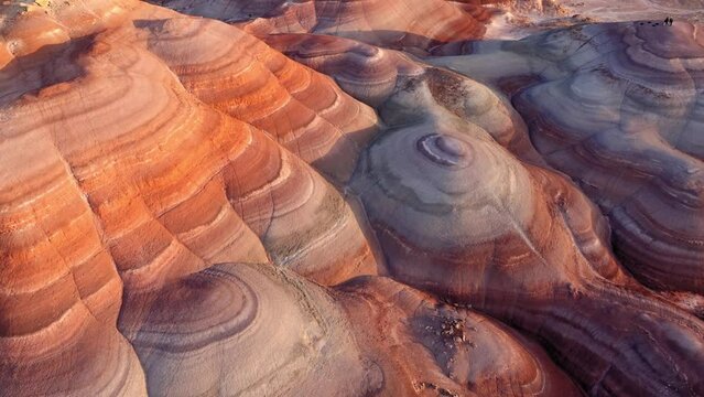 Aerial Panning Shot Of Famous Hiking Hills At State Park - Moab, Utah