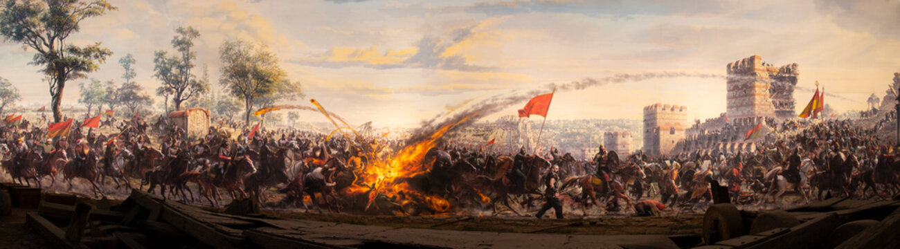 Istanbul, Turkey - 19 April, 2022: Panorama Museum 1453 Fall of Constantinople.