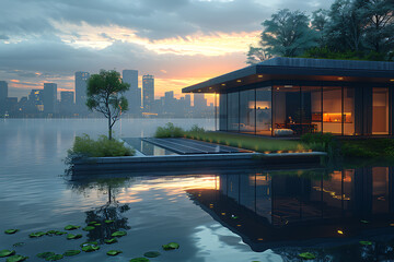Fototapeta premium Stunning Cityscape: Sustainable Urban Living with Futuristic Architecture