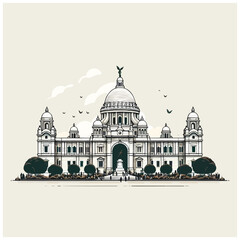 Victoria Memorial, Kolkata  vector art 