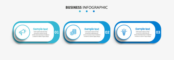 Modern business infographic template with 3 options or steps