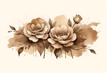 Ink and watercolor flowers
