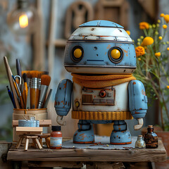 Fototapeta premium Realistic Toy Making on Canvas - High-Quality Photo Perfect for Graphic Designs