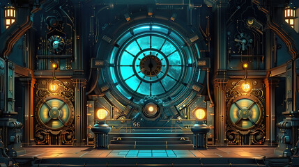 Obraz premium generative, ai, cyberpunkflat, vectorsimple, modelinggrapk, retro, vintage, background, products, фmachine, mechanical, car, auto, vector, design, illustration, speed, automobile, r, city, building,