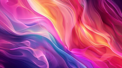 Fototapeta premium A colorful, abstract painting of flames with a pink and blue background