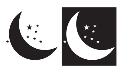 Moon icon. Moon phase symbol. Crescent icon in glyph. Crescent icon set. Lunar symbol in black. Moon silhouette. vector illustration. EPS 1o/AI