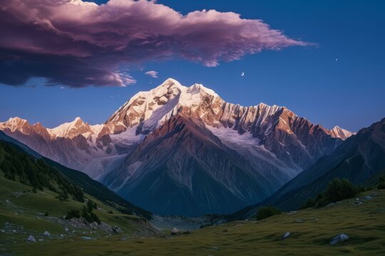 Twilight at Nanga Parbat with Dramatic Mountain Form