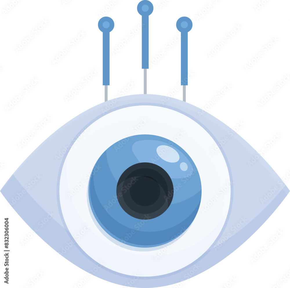 Poster futuristic digital eye surveillance technology illustration with abstract cyber data protection conc