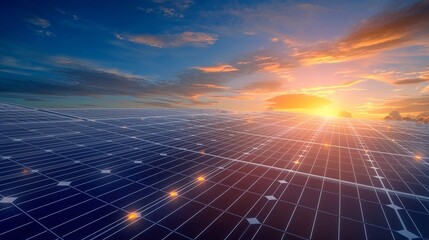 A depiction of a nano-enhanced solar panel, with a focus on photovoltaic cells that incorporate nano-materials to increase light absorption and efficiency.