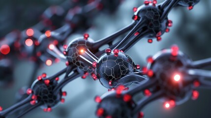 A depiction of nano-scale carbon-based actuators in robotics, showing how they can mimic muscle movement for advanced robotic systems.