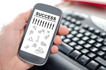 Success concept on a smartphone