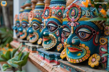 Fototapeta premium Deities Sri Jagannath, Balabhadra, Subhadra. Rath Yatra celebration