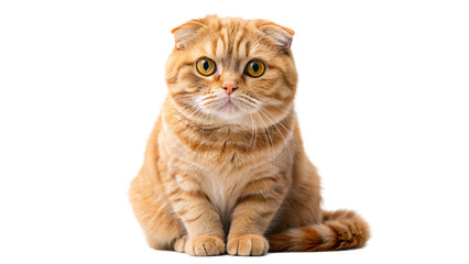 Obraz premium Close-up of an orange short hair cat on a clean white background
