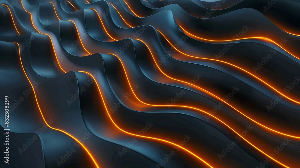 Poster futuristic 3d render of a digital landscape illuminated with neon lines, creating a sense of advance