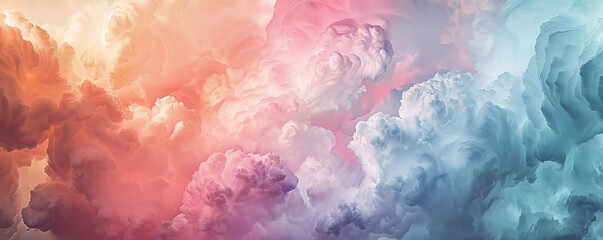 Beautiful abstract pastel clouds with pink, orange, and blue hues blending seamlessly in a mesmerizing digital art composition.