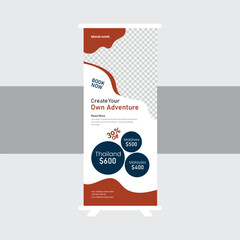 Roll up banner design template, pull up design.