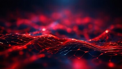 Abstract red techno background, waves, pulses.