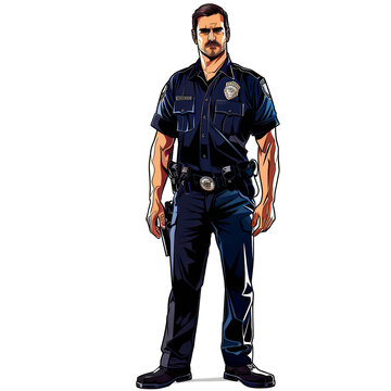 police officer standing, dark blue uniform clip art preview