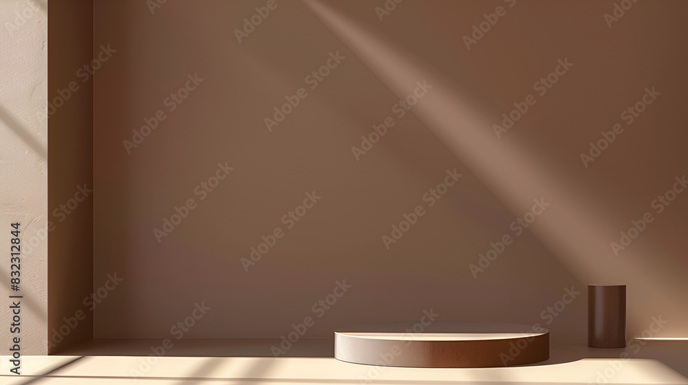 Poster 3d render of podium for product presentation. abstract minimal scene with geometric shapes on the wa