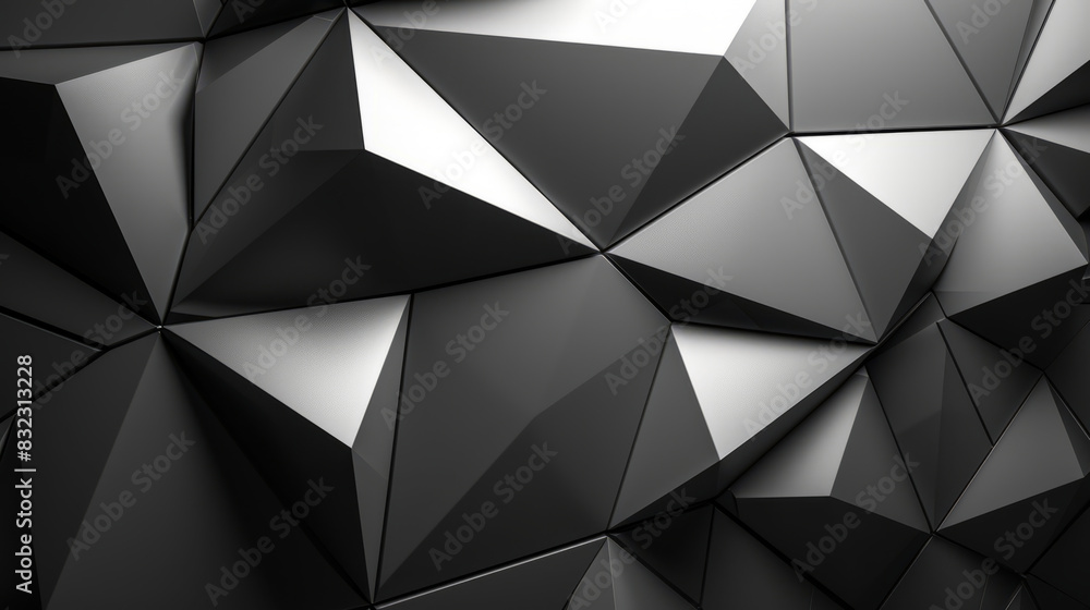 Poster black and white abstract geometric background with triangular shapes