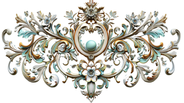 Rococo ornament frame, noble golden vintage style ornamental stucco - Powered by Adobe
