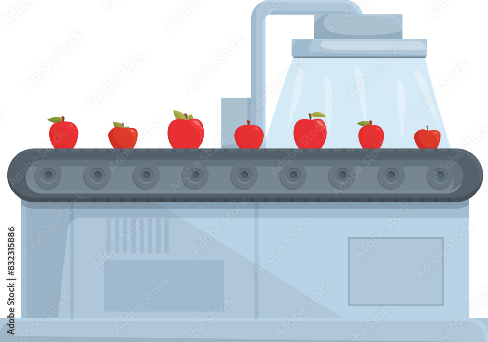 Aufkleber flat vector design of a modern apple sorting conveyor system in a food processing plant