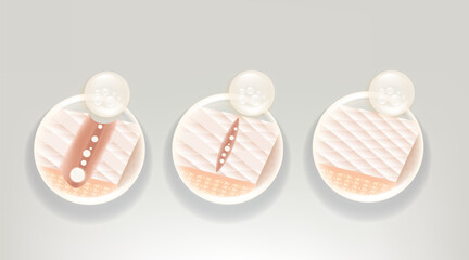 Hyaluronic acid and Niacinamide before and after hair and skin solutions ad, white collagen serum drops into skin cell with cosmetic advertising background ready to use, illustration vector.