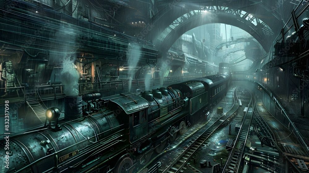 Poster beneath the surface of a bustling metropolis, a network of high-tech engines powers trains and subwa
