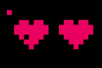 Pinkfarbenes Pixelherz mit fehlendem Pixel