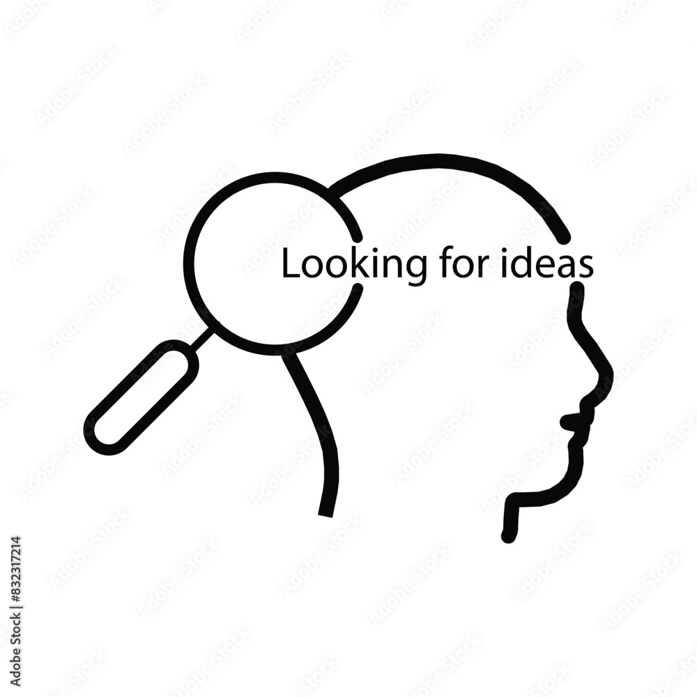 Aufkleber thin line head like insight yourself black icon. flat linear simple neuroscience logotype graphic st