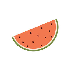 Watermelon slice on a white background, summer concept. Vector illustration.