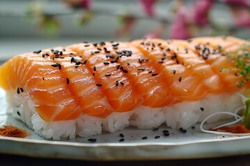 Elegant Sushi & Shrimp Delight on White Tabletop - Ultra HD Stock Photo