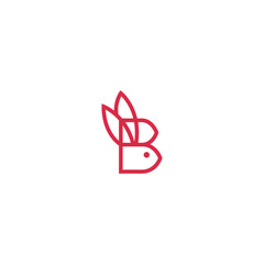 Bunny B letter logo design concept.