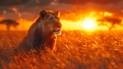 Captivating Wildlife and Animals Safari Adventure with Sunset Hues