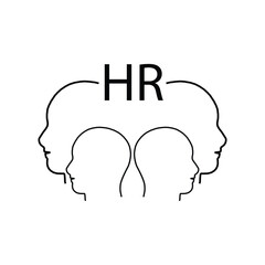 black thin line heads like human resources. concept of group of person like find workers or talent and hr service. linear flat trend modern outline training