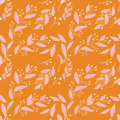 seamless pattern with flowers and leaves orange and pink colors design wallpaper,table cloth,backdrop 